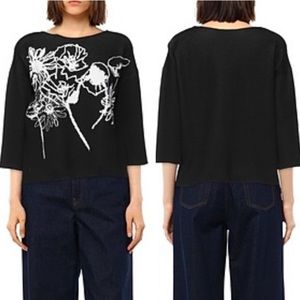 WEEKEND BY MAX MARA BLACK AND WHITE FLORAL SWEATER EXTRA SMALL